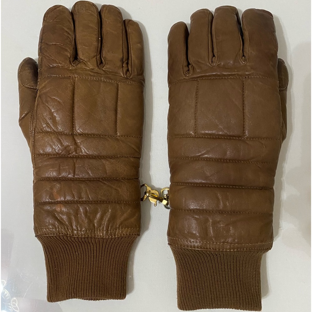 Vintage Brown Leather Snow Gloves  Grandoe Men’s Size Small